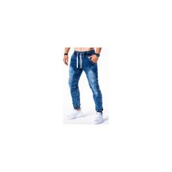 Joggery męskie: SPODNIE MĘSKIE JEANSOWE JOGGERY P551 – NIEBIESKIE