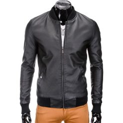 KURTKA MĘSKA PRZEJŚCIOWA SKÓRZANA BOMBERKA C333 - CZARNA. Czarne kurtki męskie marki Ombre Clothing, s, z bawełny. Za 119,00 zł.