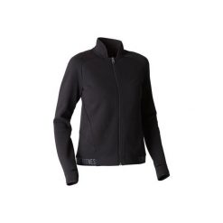 Bluza na zamek Gym & Pilates 520 damska. Czarne bluzy damskie DOMYOS, l, bez wzorów, z elastanu, bez rękawów, bez kaptura. Za 99,99 zł.