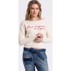 Review - Sweter. Białe swetry damskie Review, s, bez wzorów, z dzianiny, z krótkim rękawem, krótkie, bez kaptura. W wyprzedaży za 49,90 zł.