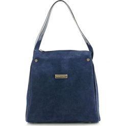 Torebki klasyczne damskie: Skórzana torebka w kolorze granatowym – (S)27 x (W)25 x (G)16 cm