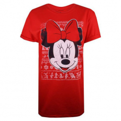Christmas T-Shirt T-Shirt Damski Minnie Intarsia L Czerwony. Czerwone bluzki damskie Christmas T-Shirt, l, z nadrukiem, bez kołnierzyka, bez rękawów. Za 65,00 zł.
