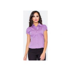 Koszula M026 Fiolet. Fioletowe koszule damskie FIGL, m, bez wzorów, z bawełny, klasyczne, z klasycznym kołnierzykiem, z krótkim rękawem. Za 73,00 zł.
