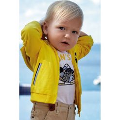 Mayoral - Bluza dziecięca 68-98 cm. Żółte bluzy chłopięce Mayoral, z aplikacjami, z elastanu, bez rękawów, z kapturem. Za 106,90 zł.