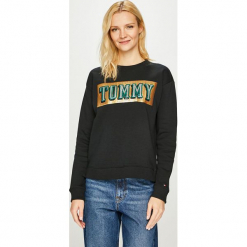 Tommy Hilfiger - Bluza. Czarne bluzy damskie z nadrukiem marki TOMMY HILFIGER, s, z bawełny, bez kaptura. Za 539,90 zł.