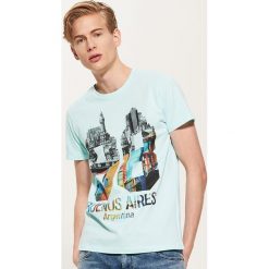 T-shirty męskie: T-shirt z fotonadrukiem buenos aires – Niebieski