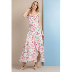 Kolorowa sukienka maxi. Sukienki damskie Monnari, na lato, bez wzorów, z bawełny, z asymetrycznym kołnierzem, z krótkim rękawem, krótkie, mini, asymetryczne. Za 169,50 zł.