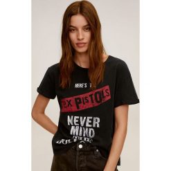 Mango - T-shirt Sex Pistols. Szare bluzki damskie Mango, s, z nadrukiem, z bawełny, casualowe, z okrągłym kołnierzem, z krótkim rękawem. Za 69,90 zł.