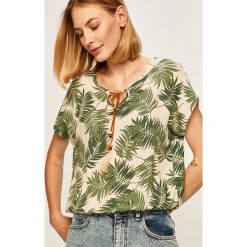 Answear - Bluzka Answear Lab. Zielone bluzki damskie ANSWEAR, na co dzień, s, w kwiaty, z wiskozy, casualowe, bez kołnierzyka, z krótkim rękawem. Za 59,90 zł.