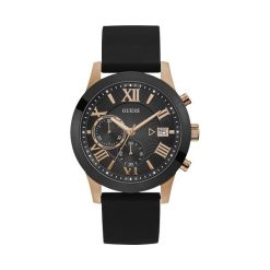 Zegarek GUESS - Atlas W1055G3 BLACK/ROSE GOLD. Czarne zegarki męskie Guess. W wyprzedaży za 669,00 zł.