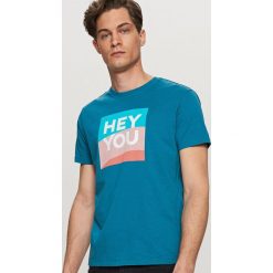 T-shirty męskie: T-shirt z napisem hey you – Turkusowy