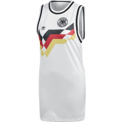 Adidas Tank Dress Germany Deutschland WM Trikot Sukienka biały. Białe sukienki na komunię Adidas, l, z nadrukiem, z materiału, z dekoltem na plecach. Za 184,90 zł.
