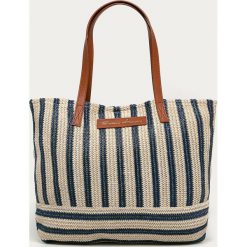 Emporio Armani - Torebka. Torby damskie na zakupy Emporio Armani, w paski, z poliesteru, na ramię, duże, bez dodatków. Za 429,90 zł.