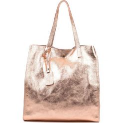 Shopper bag damskie: Skórzany shopper bag w kolorze różowozłotym – 37 x 40 x 10 cm