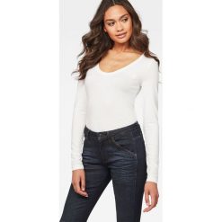 G-Star Raw - Longsleeve. Białe topy damskie G-Star RAW, l, bez wzorów, z dzianiny, z okrągłym kołnierzem. W wyprzedaży za 99,90 zł.