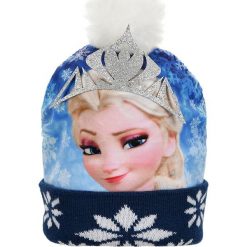 Czapka "Frozen" w kolorze niebiesko-granatowym. Niebieskie czapeczki niemowlęce z nadrukiem. W wyprzedaży za 32,95 zł.