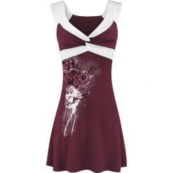 Alchemy England Dames De La Rose Sukienka bordowy. Czerwone sukienki balowe marki Alchemy England, xl, z nadrukiem, z krótkim rękawem, mini. Za 114,90 zł.