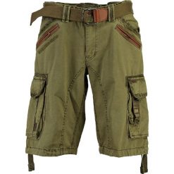 Bermudy "Paquebot" w kolorze zielonym. Zielone spodenki i szorty męskie Geographical Norway Men, s, w paski, ze skóry. W wyprzedaży za 128,95 zł.