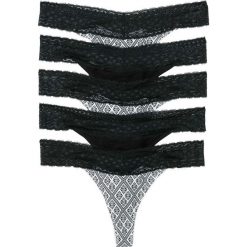 Stringi bonprix biało-czarny z nadrukiem. Białe stringi damskie bonprix, z nadrukiem, z koronki. Za 49,95 zł.