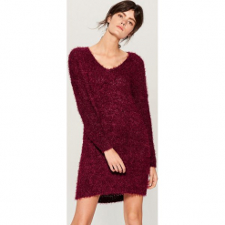 Swetrowa sukienka oversize - Bordowy. Czerwone sukienki marki Mohito, l, oversize. Za 129,99 zł.