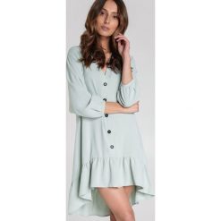 Miętowa Sukienka Cummings. Zielone sukienki damskie Renee, s, eleganckie, z asymetrycznym kołnierzem, mini, asymetryczne. Za 89,99 zł.