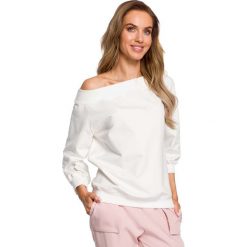Ecru Nierozpinana Bluza z Rękawami 3/4. Szare bluzy damskie Molly.pl, s, bez wzorów, bez rękawów, bez kaptura. Za 109,90 zł.