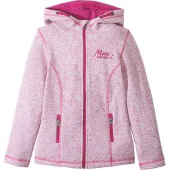 Kurtka z polaru dzianinowego bonprix różowy flaming - biel wełny melanż. Różowe kurtki dziewczęce bonprix, z aplikacjami, z wełny, bez kaptura. Za 89,99 zł.