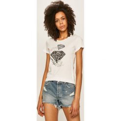 Liu Jo - T-shirt. Białe bluzki damskie Liu Jo, s, z nadrukiem, z bawełny, casualowe, z okrągłym kołnierzem, z krótkim rękawem. Za 269,90 zł.