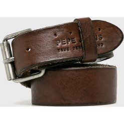Pepe Jeans - Pasek skórzany Moreto. Pomarańczowe paski męskie marki Pepe Jeans, w paski, z jeansu. Za 179,90 zł.