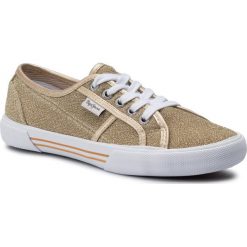 Tenisówki Pepe Jeans Aberlady Sevy PLS30815. Żółte półbuty damskie Pepe Jeans, bez wzorów, z jeansu, bez zapięcia. W wyprzedaży za 119,00 zł.