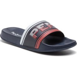 Klapki PEPE JEANS - Slider Swimming PMS70072 Navy 595. Niebieskie klapki męskie Pepe Jeans, z jeansu, bez zapięcia. Za 109,00 zł.
