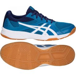 Buty do siatkówki Asics Upcourt 3 M 1071A019-400. Niebieskie buty sportowe męskie Asics, z materiału, bez zapięcia, do siatkówki. W wyprzedaży za 269,00 zł.