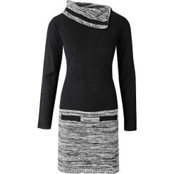 Sukienka dzianinowa bonprix czarny. Czarne sukienki damskie bonprix, bez wzorów, z dzianiny, z wykładanym kołnierzem, bez rękawów, długie. Za 109,99 zł.