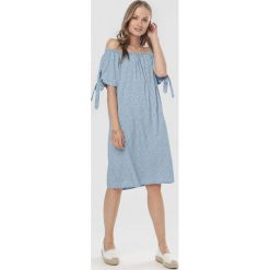 Niebieska Sukienka Phisiphe. Niebieskie sukienki damskie Born2be, na lato, uniwersalny, bez wzorów, bez kołnierzyka, bez rękawów. W wyprzedaży za 109,99 zł.