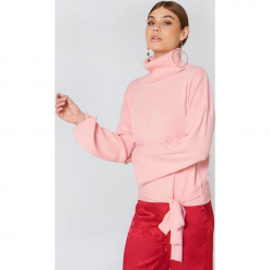 Trendyol Sweter z wiązaniem - Pink. Szare golfy damskie marki Vila, l, z bawełny, z okrągłym kołnierzem. W wyprzedaży za 60,98 zł.