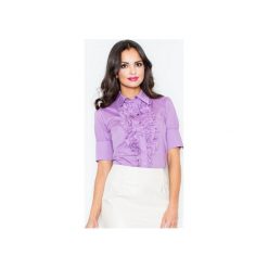 Koszula M025 Fiolet. Fioletowe koszule damskie FIGL, na spotkanie biznesowe, m, bez wzorów, z bawełny, eleganckie, bez kołnierzyka, z krótkim rękawem. Za 77,00 zł.