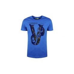 T-shirty z krótkim rękawem Versace Jeans B3GSB75C / Print 43 Slim MC. Niebieskie t-shirty męskie Versace Jeans, m, bez wzorów, z jeansu, bez kołnierzyka, krótkie. Za 249,00 zł.