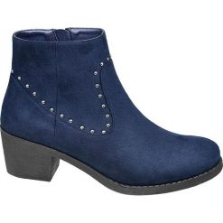 Botki damskie Graceland niebieskie. Niebieskie botki damskie Graceland, z materiału, bez obcasa, na obcasie, bez zapięcia. Za 119,90 zł.