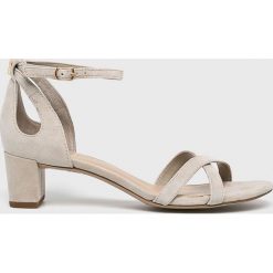 Lauren Ralph Lauren - Sandały. Szare sandały damskie Lauren Ralph Lauren, bez wzorów, ze skóry, bez obcasa, na obcasie, na klamry. W wyprzedaży za 369,90 zł.