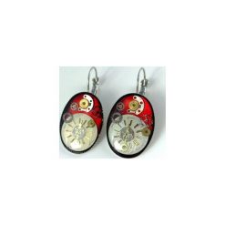 KOLCZYKI - OVAL-BORDO (SILVER). Pomarańczowe kolczyki damskie Drobiny czasu, ze stali. Za 129,00 zł.