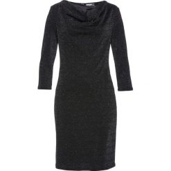 Sukienka shirtowa bonprix czarno-srebrny. Czarne sukienki damskie bonprix, bez wzorów, bez kołnierzyka, bez rękawów, dopasowane. Za 149,99 zł.