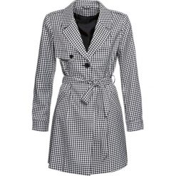 Trencz w kratę, długi rękaw bonprix czarno-biały w kratę. Czarne płaszcze damskie bonprix, długie. Za 199,99 zł.