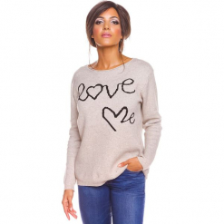 Sweter "Love" w kolorze beżowym. Brązowe swetry klasyczne damskie marki So Cachemire, s, z kaszmiru, z okrągłym kołnierzem. W wyprzedaży za 173,95 zł.