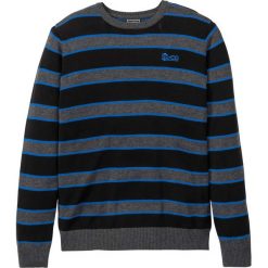 Sweter w paski bonprix antracytowy melanż - czarny - lazurowy w paski. Szare swetry męskie bonprix, s, w paski, z okrągłym kołnierzem, bez kaptura. Za 64,99 zł.