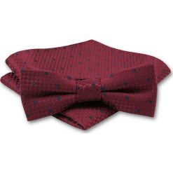 Elegancka Mucha Męska - Alties - Głęboka Czerwień, Granatowy Groszek MUALTS0167. Czerwone muszki męskie Alties, na imprezę, w paski, eleganckie. Za 40,00 zł.