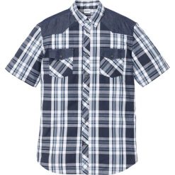 Koszula z krótkim rękawem bonprix niebieski w kratę. Niebieskie koszule męskie bonprix, xl, bez wzorów, bez kołnierzyka, z krótkim rękawem. Za 74,99 zł.