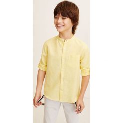 Mango Kids - Koszula dziecięca Albert 110-164 cm. Żółte koszule chłopięce Mango Kids, bez wzorów, z bawełny, casualowe, ze stójką, z długim rękawem, długie. Za 69,90 zł.