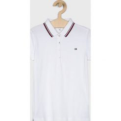 Tommy Hilfiger - Polo dziecięce 128-176 cm. Białe bluzki dziewczęce TOMMY HILFIGER, bez wzorów, z elastanu, polo, z krótkim rękawem, krótkie, bez kaptura. Za 199,90 zł.