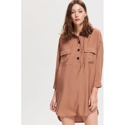 Wiskozowa tunika - Beżowy. Brązowe tuniki damskie marki Reserved, z wiskozy. Za 119,99 zł.