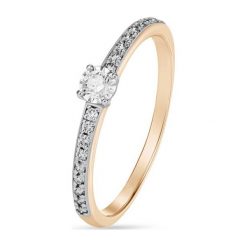 Piękny Pierścionek Złoty - złoto 333, Brylant 0,02ct,diament 0,13ct. Żółte pierścionki damskie W.KRUK, z brylantem, złote. Za 1490,00 zł.